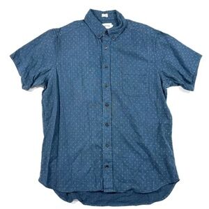 Taylor Stitch Short Sleeve Button Down Shirt Blue White
